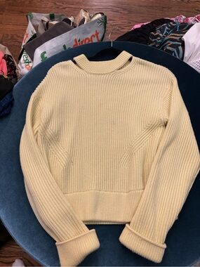 Proenza Butter Yellow Ribbed Crewneck Women's Sweater
